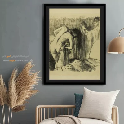 خرید تابلو هنری دیواری بزرگ - بعد از حمام – تابلو نقاشی ادگار دگا - اسپو دکور