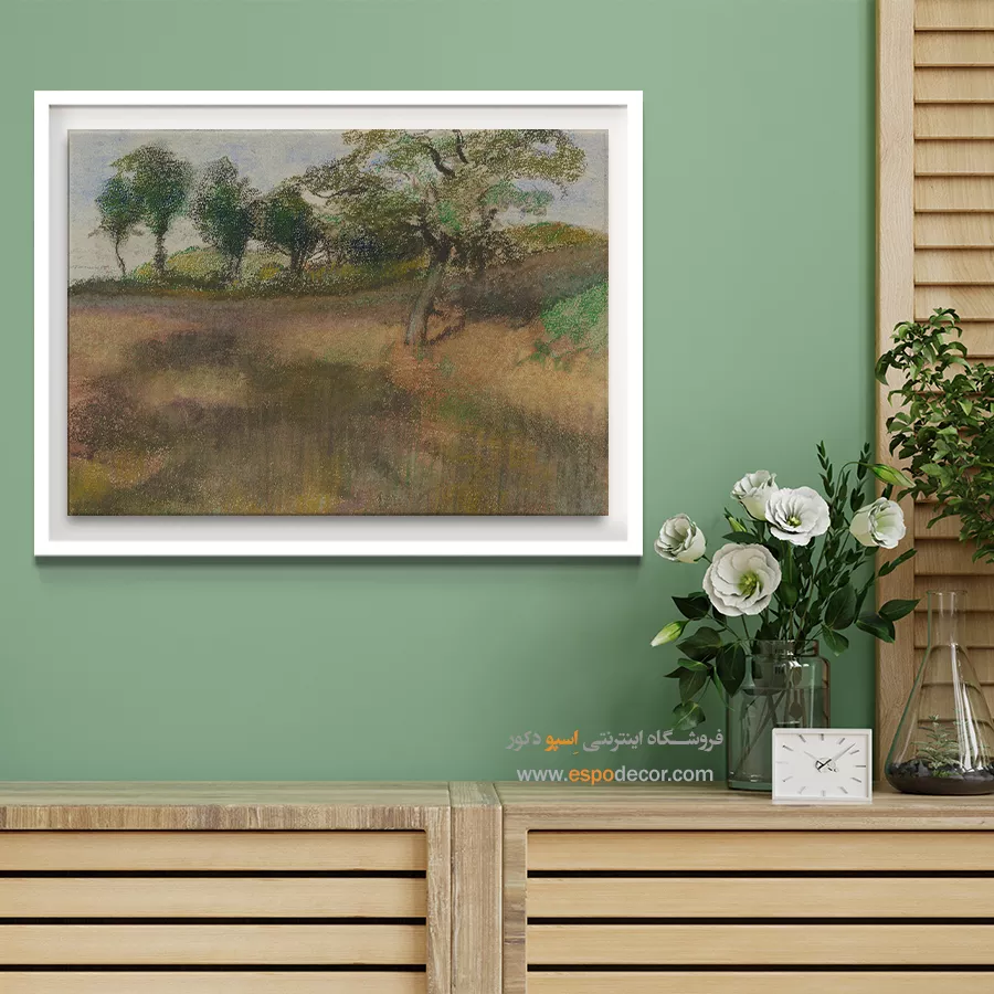 خرید تابلو نقاشی لوکس - زمین شخم زده با درختان – تابلو نقاشی ادگار دگا - اسپو دکور