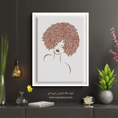 خرید تابلو مدرن برای پذیرایی - طلایی – تابلو چهره - اسپو دکور