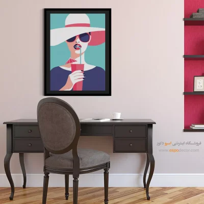 خرید تابلو برای کافه - نگاه آبی – تابلو چهره - اسپو دکور