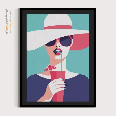 خرید تابلو برای کافه - نگاه آبی – تابلو چهره - اسپو دکور