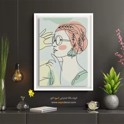 خرید تابلو صورت قاب‌دار برای اتاق کار - دلبند – تابلو چهره - اسپو دکور