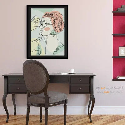 خرید تابلو صورت قاب‌دار برای اتاق کار - دلبند – تابلو چهره - اسپو دکور