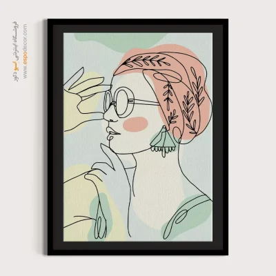 خرید تابلو صورت قاب‌دار برای اتاق کار - دلبند – تابلو چهره - اسپو دکور