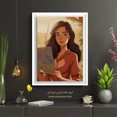 تابلو نقاشی چهره خطی برای اتاق خواب - دلدادگی – تابلو چهره - اسپو دکور