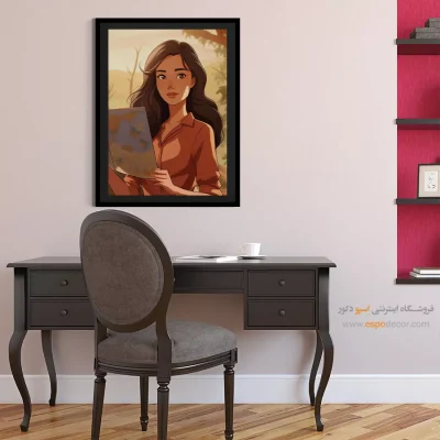 تابلو نقاشی چهره خطی برای اتاق خواب - دلدادگی – تابلو چهره - اسپو دکور