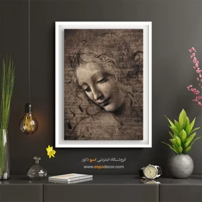 تابلو صورت بزرگ برای رستوران - بانویی با موهای ژولیده – تابلو چهره - اسپو دکور