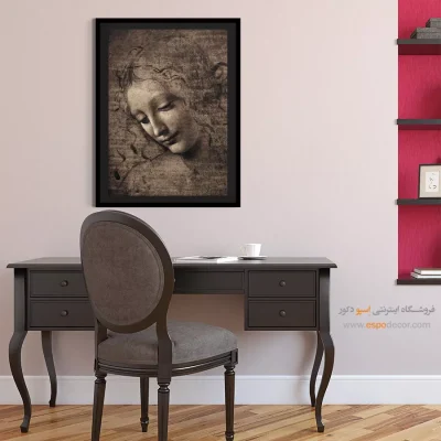 تابلو صورت بزرگ برای رستوران - بانویی با موهای ژولیده – تابلو چهره - اسپو دکور