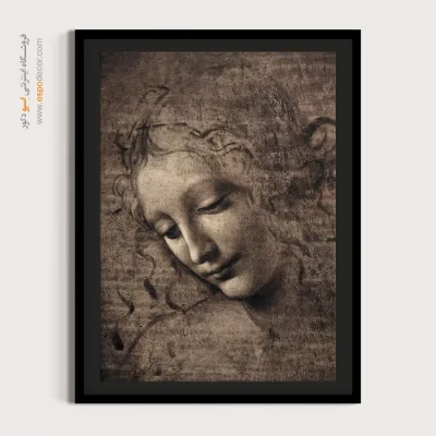 تابلو صورت بزرگ برای رستوران - بانویی با موهای ژولیده – تابلو چهره - اسپو دکور