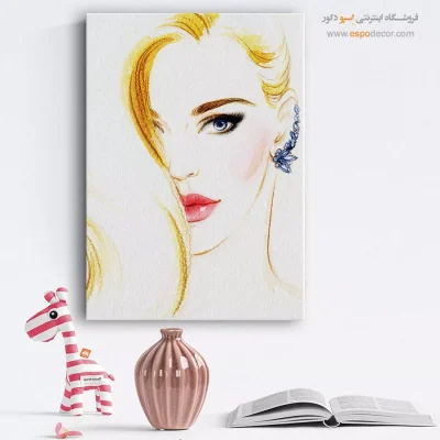 خرید تابلو صورت هنری برای دیوار طوسی