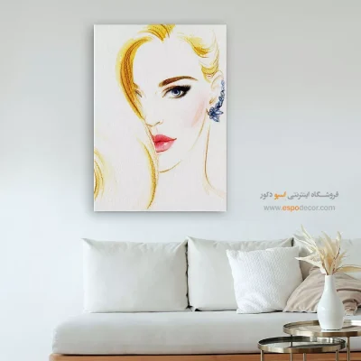خرید تابلو صورت هنری برای دیوار طوسی