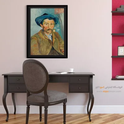 خرید تابلو نقاشی چهره مدرن برای دیوار طوسی - پرتره مرد سیگاری اثر ون گوگ – تابلو چهره - اسپو دکور