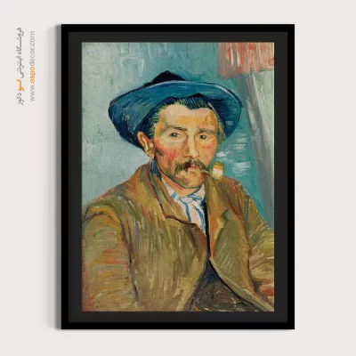 خرید تابلو نقاشی چهره مدرن برای دیوار طوسی - پرتره مرد سیگاری اثر ون گوگ – تابلو چهره - اسپو دکور