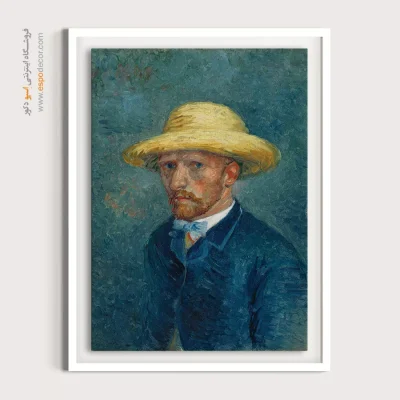خرید تابلو چهره قاب‌دار برای دیوار طوسی - سلف پرتره اثر ون گوگ – تابلو چهره - اسپو دکور