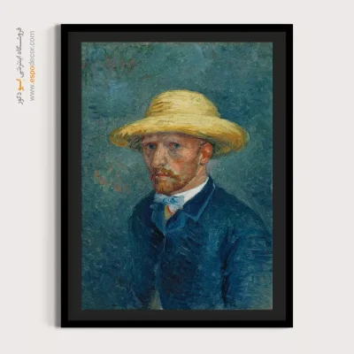 خرید تابلو چهره قاب‌دار برای دیوار طوسی - سلف پرتره اثر ون گوگ – تابلو چهره - اسپو دکور