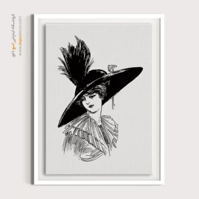 خرید تابلو پرتره بزرگ برای سالن زیبایی - کلاه بزرگ – تابلو چهره - اسپو دکور