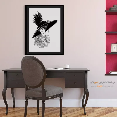 خرید تابلو پرتره بزرگ برای سالن زیبایی - کلاه بزرگ – تابلو چهره - اسپو دکور