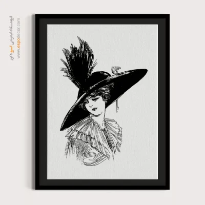 خرید تابلو پرتره بزرگ برای سالن زیبایی - کلاه بزرگ – تابلو چهره - اسپو دکور