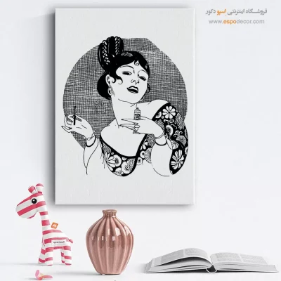 تابلو دکوراتیو چهره بدون قاب برای دیوار طوسی