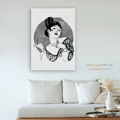 تابلو دکوراتیو چهره بدون قاب برای دیوار طوسی