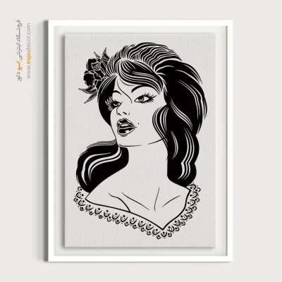 خرید تابلو دکوراتیو چهره سیاه سفید برای گالری - شفق – تابلو چهره - اسپو دکور