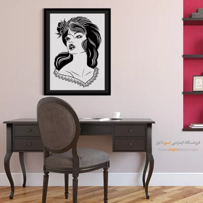 خرید تابلو دکوراتیو چهره سیاه سفید برای گالری - شفق – تابلو چهره - اسپو دکور