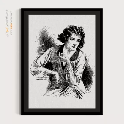 تابلو پرتره خطی برای اتاق کار - مهتاب – تابلو چهره - اسپو دکور