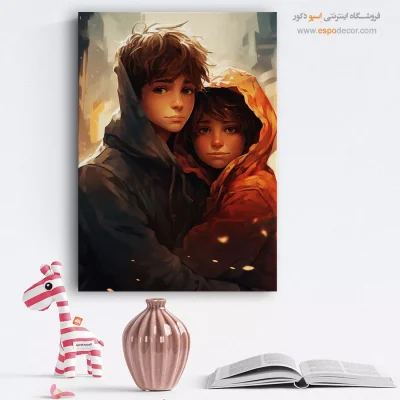 خرید تابلو صورت فانتزی برای دیوار طوسی