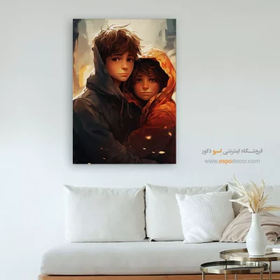 خرید تابلو صورت فانتزی برای دیوار طوسی