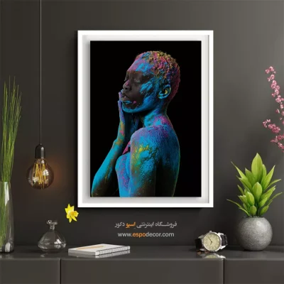 تابلو نقاشی چهره فانتزی برای کافه - خالص – تابلو چهره - اسپو دکور