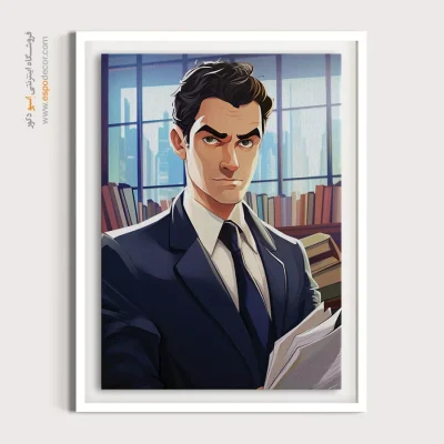 تابلو نقاشی چهره فانتزی برای دیوار طوسی - ساده – تابلو چهره - اسپو دکور