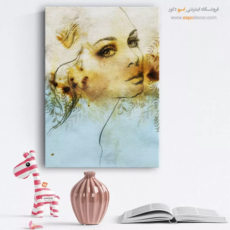 تابلو چهره مدرن برای دیوار طوسی