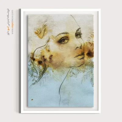 تابلو چهره مدرن برای دیوار طوسی - عاشقانه – تابلو چهره - اسپو دکور