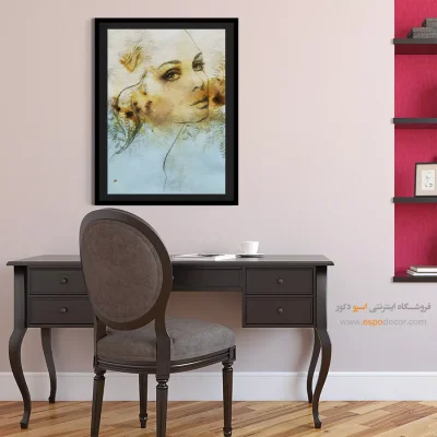 تابلو چهره مدرن برای دیوار طوسی - عاشقانه – تابلو چهره - اسپو دکور
