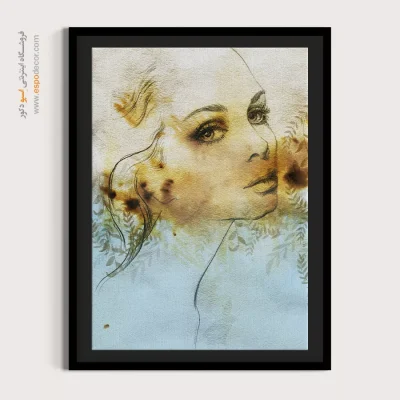 تابلو چهره مدرن برای دیوار طوسی - عاشقانه – تابلو چهره - اسپو دکور