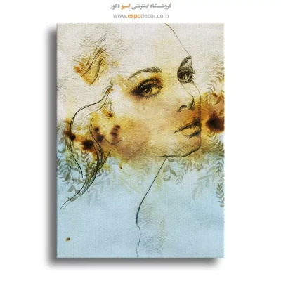 تابلو چهره مدرن برای دیوار طوسی