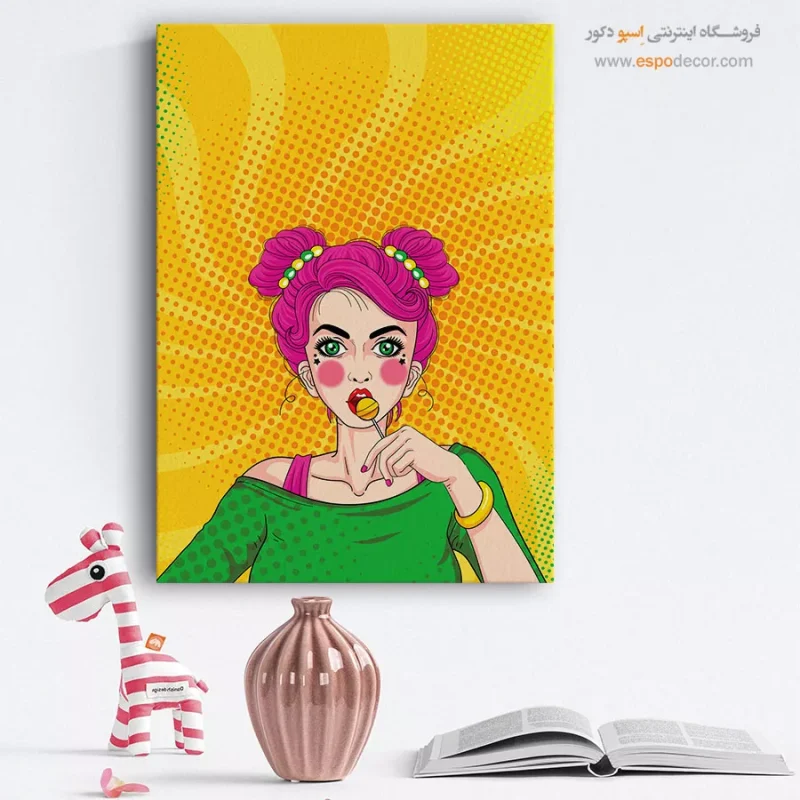 تابلو صورت بزرگ برای دیوار طوسی