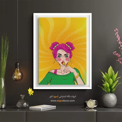 تابلو صورت بزرگ برای دیوار طوسی - شبستان – تابلو چهره - اسپو دکور