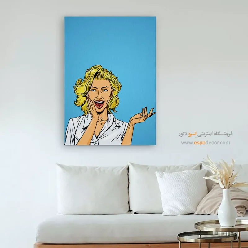 خرید تابلو مینیمال چهره بزرگ برای دیوار طوسی