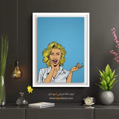 خرید تابلو مینیمال چهره بزرگ برای دیوار طوسی - گلستان – تابلو چهره - اسپو دکور