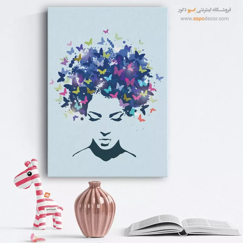 خرید تابلو نقاشی چهره بزرگ برای دیوار طوسی