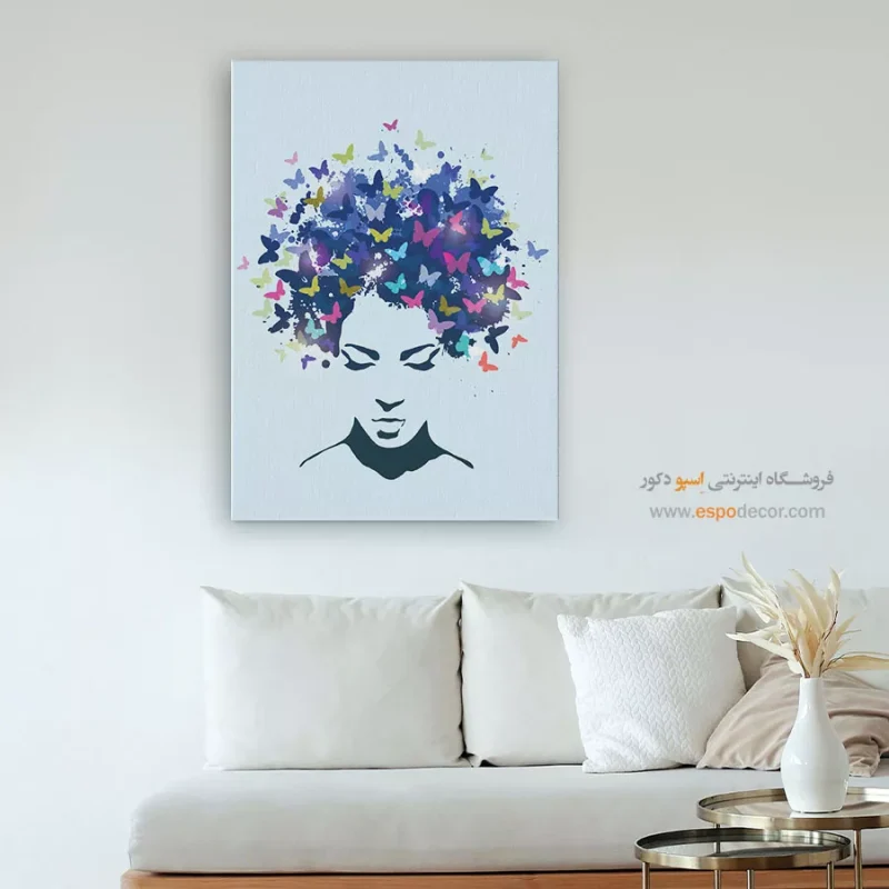 خرید تابلو نقاشی چهره بزرگ برای دیوار طوسی