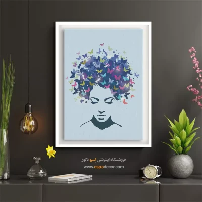 خرید تابلو نقاشی چهره بزرگ برای دیوار طوسی - عرفانی – تابلو چهره - اسپو دکور
