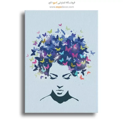 خرید تابلو نقاشی چهره بزرگ برای دیوار طوسی