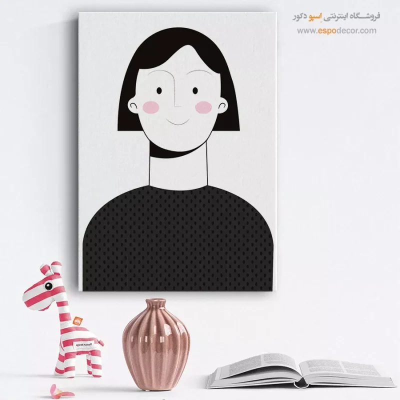 تابلو نقاشی چهره خطی برای دیوار طوسی