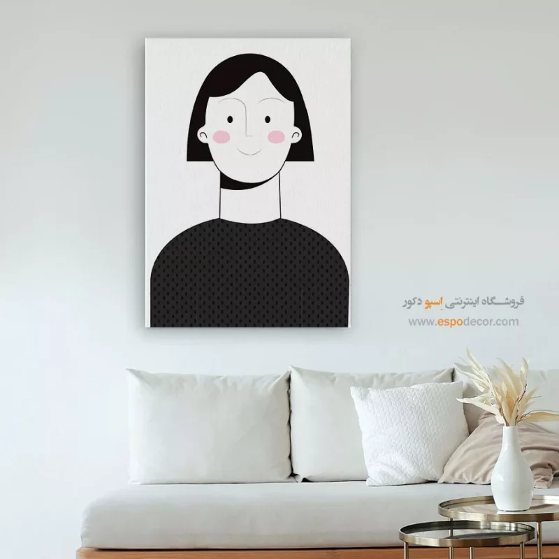 تابلو نقاشی چهره خطی برای دیوار طوسی
