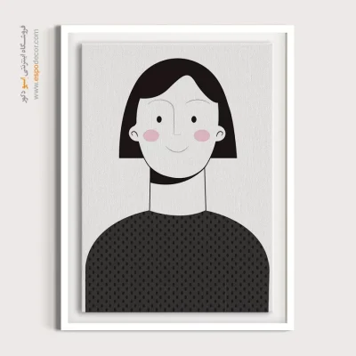 تابلو نقاشی چهره خطی برای دیوار طوسی - درخشش طلایی – تابلو چهره - اسپو دکور