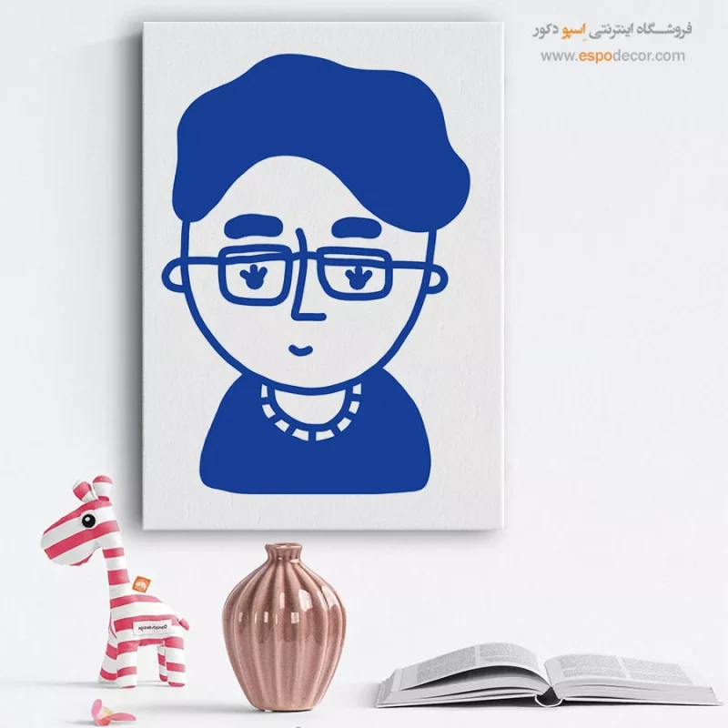 تابلو پرتره خطی برای دیوار طوسی
