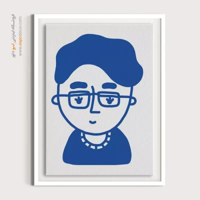 تابلو پرتره خطی برای دیوار طوسی - شاهکار – تابلو چهره - اسپو دکور