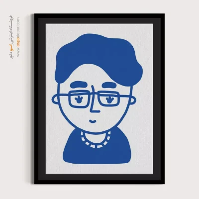 تابلو پرتره خطی برای دیوار طوسی - شاهکار – تابلو چهره - اسپو دکور